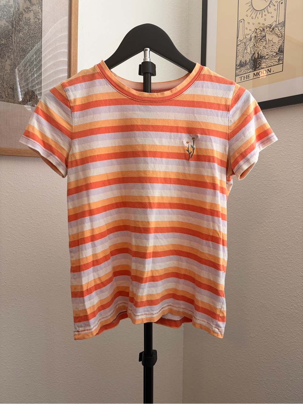 Madewell Striped Tee with Floral Embroidery